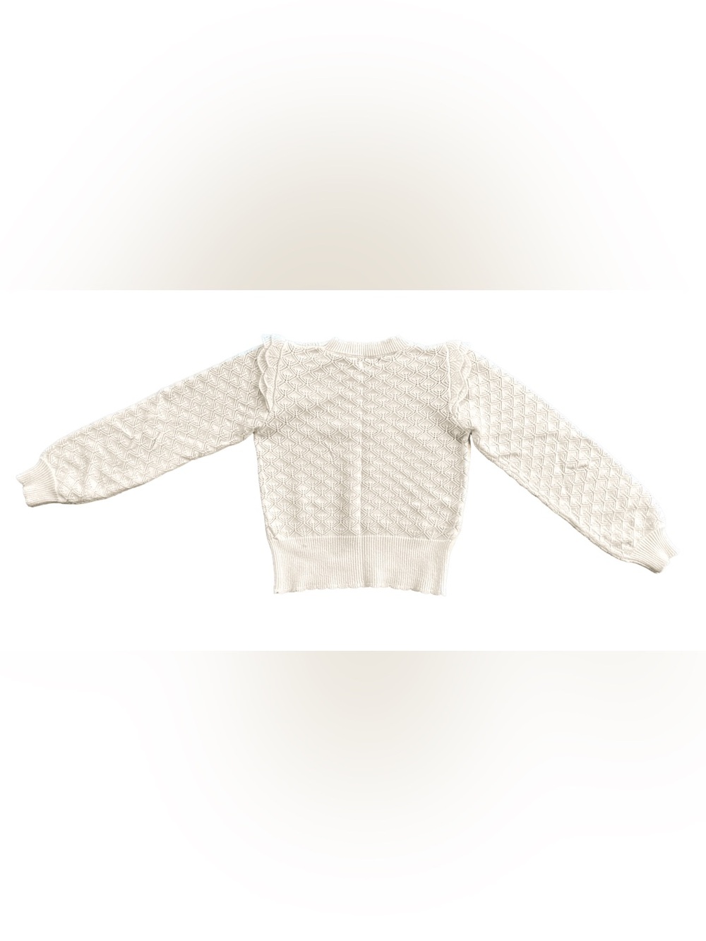 Ivory Pointelle Ruffle Sweater | Size Small - Picture 2 of 4